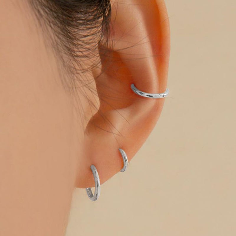 VOJO G23 Titanium Silver Hoop Earrings Small Huggie Earrings Hinged Lobe Cartilage 16G for Sensitive Ears - Image 4